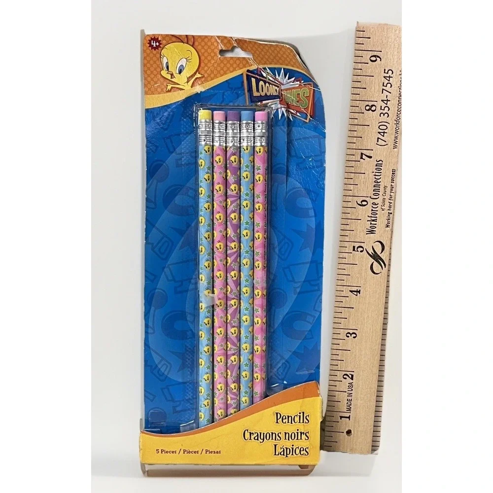 Tweety Bird Pencil  Looney Tunes Pencils Vintage 2011 Pack of 5 Pastel Colors